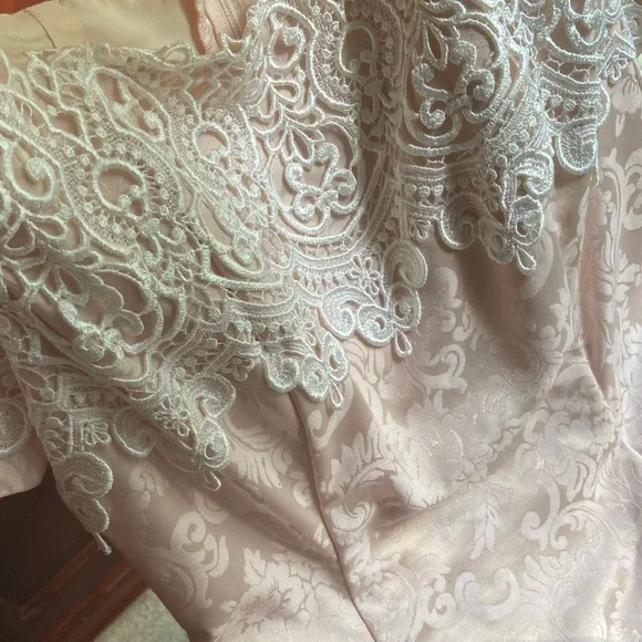 Vintage Scott McClintock Light Pink/Peach Off the Shoulder Jacquard Dress - Picture 10 of 10
